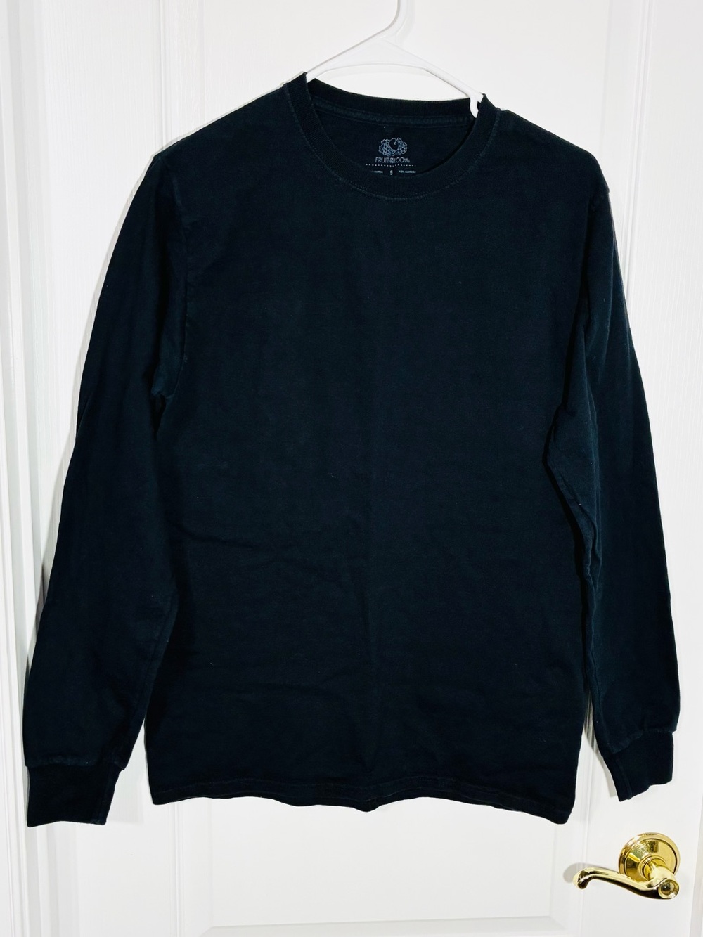 Y2K VTG Fruit Of The Loom Cotton Long Sleeve Tee Black Men’s Small